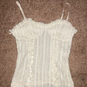 White see-through lace cropped top